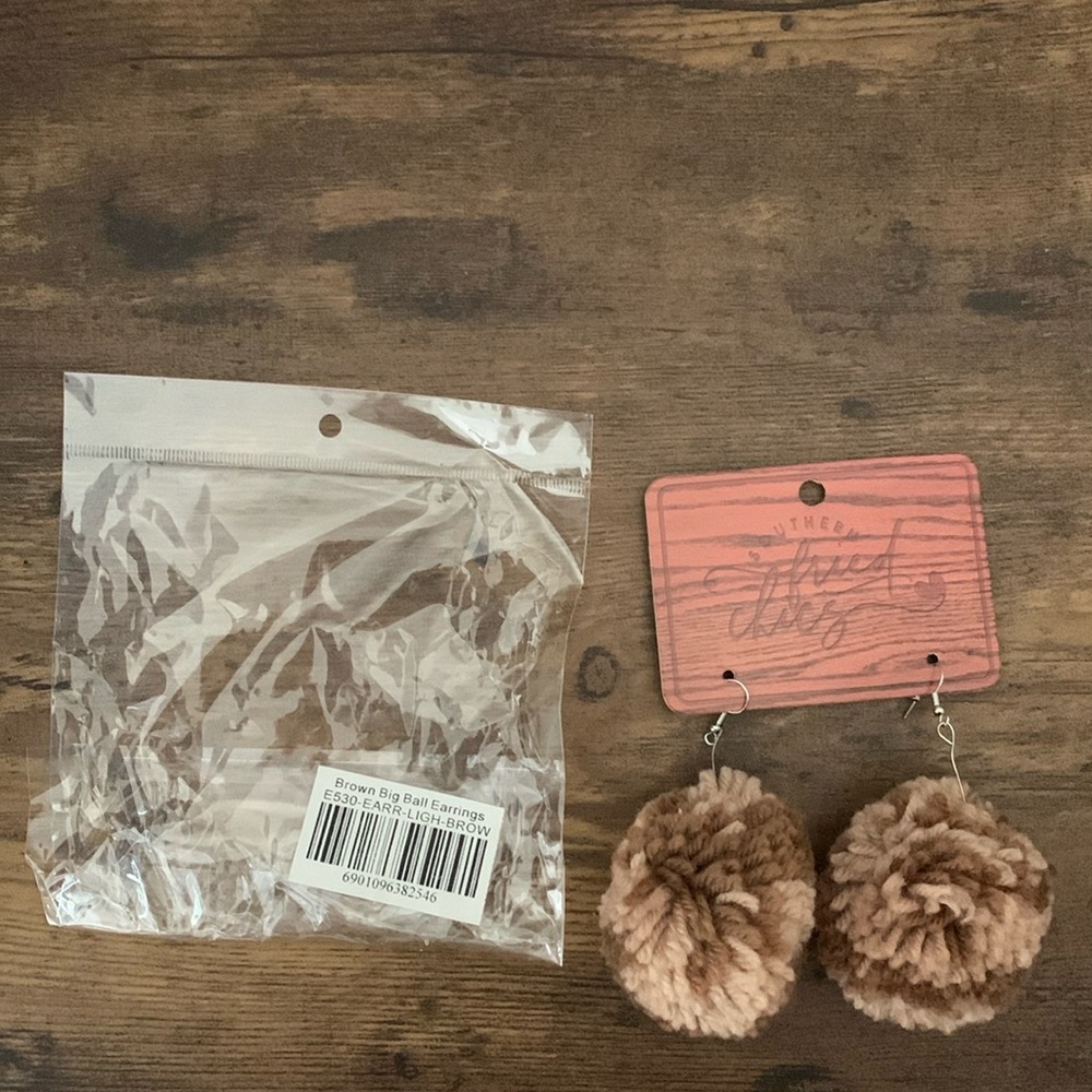 Southern Fried Chics brown big ball earrings